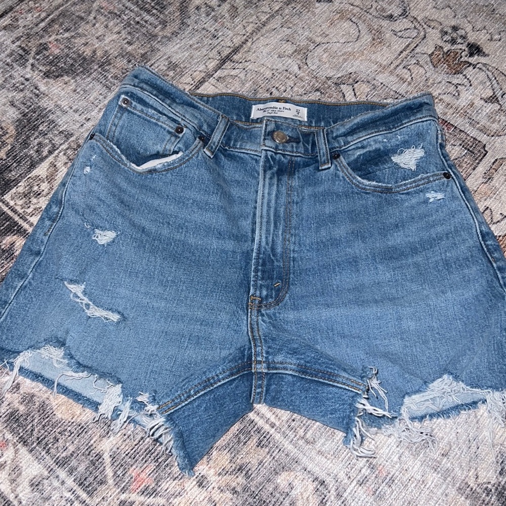 Abercrombie & Fitch Distressed Blue Denim Jean Shorts